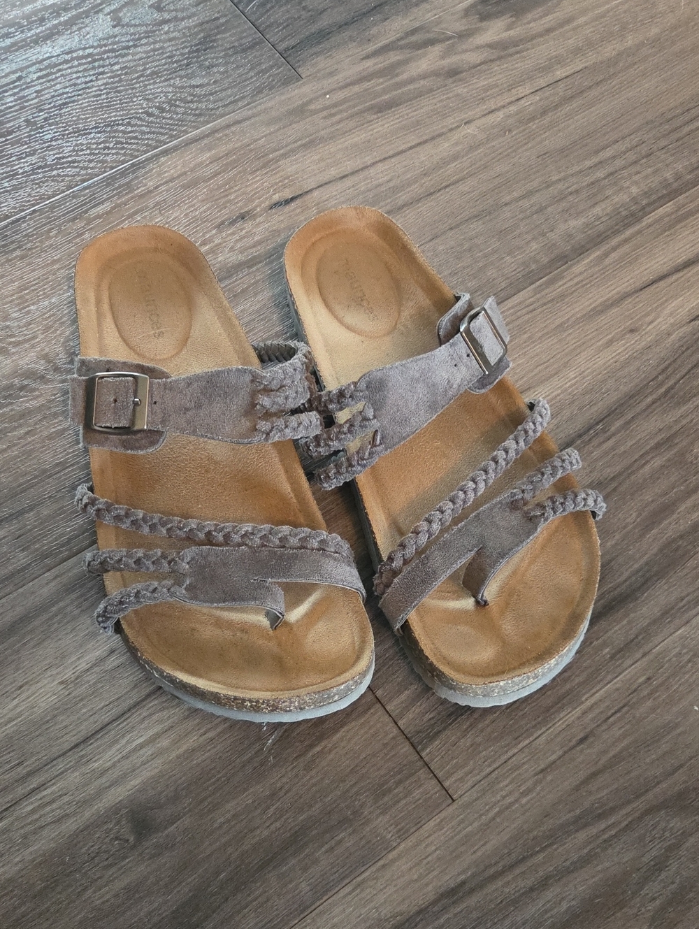 Maurices Braided Suede Slide Sandals in Taupe